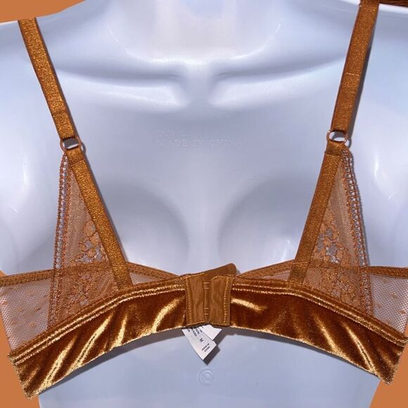 Auden Lightly Lined Orange Velvety Lace Bralette Size medium - Picture 4 of 6